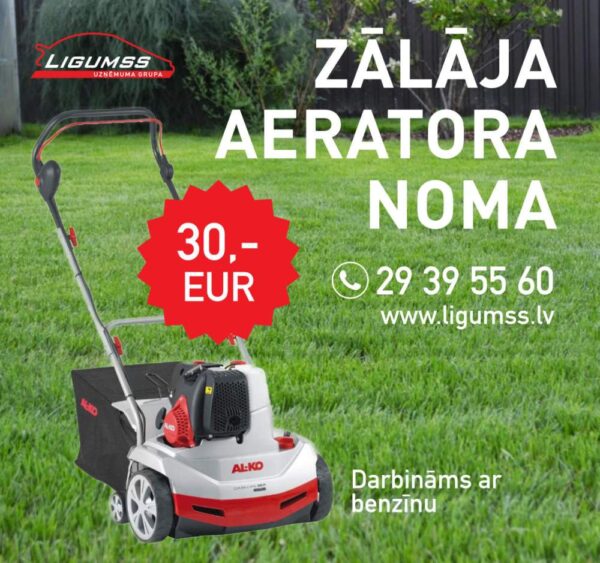 Benzīna zāles aerators ar savācējkasti